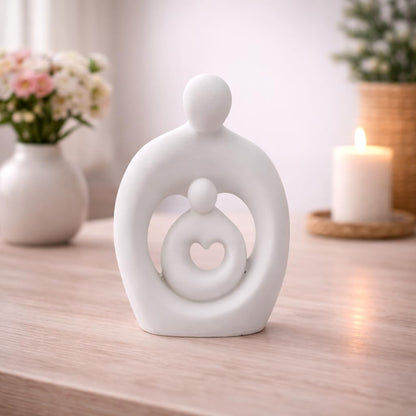 Mother & Baby Statue Showpiece, Resin Mother Child Figurine for Home Decor, Motherhood Sculpture, Housewarming Gift, Anniversary & Shower Gift for Mom-to-Be