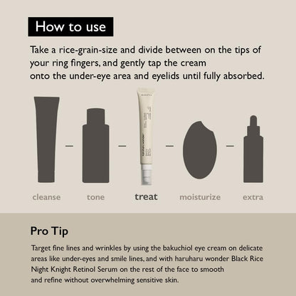 Haruharu Wonder Black Rice Bakuchiol Eye Cream 20ml | Anti-Aging, Wrinkle Care, Natural Retinol Alternative | Cruelty Free, EWG-Green