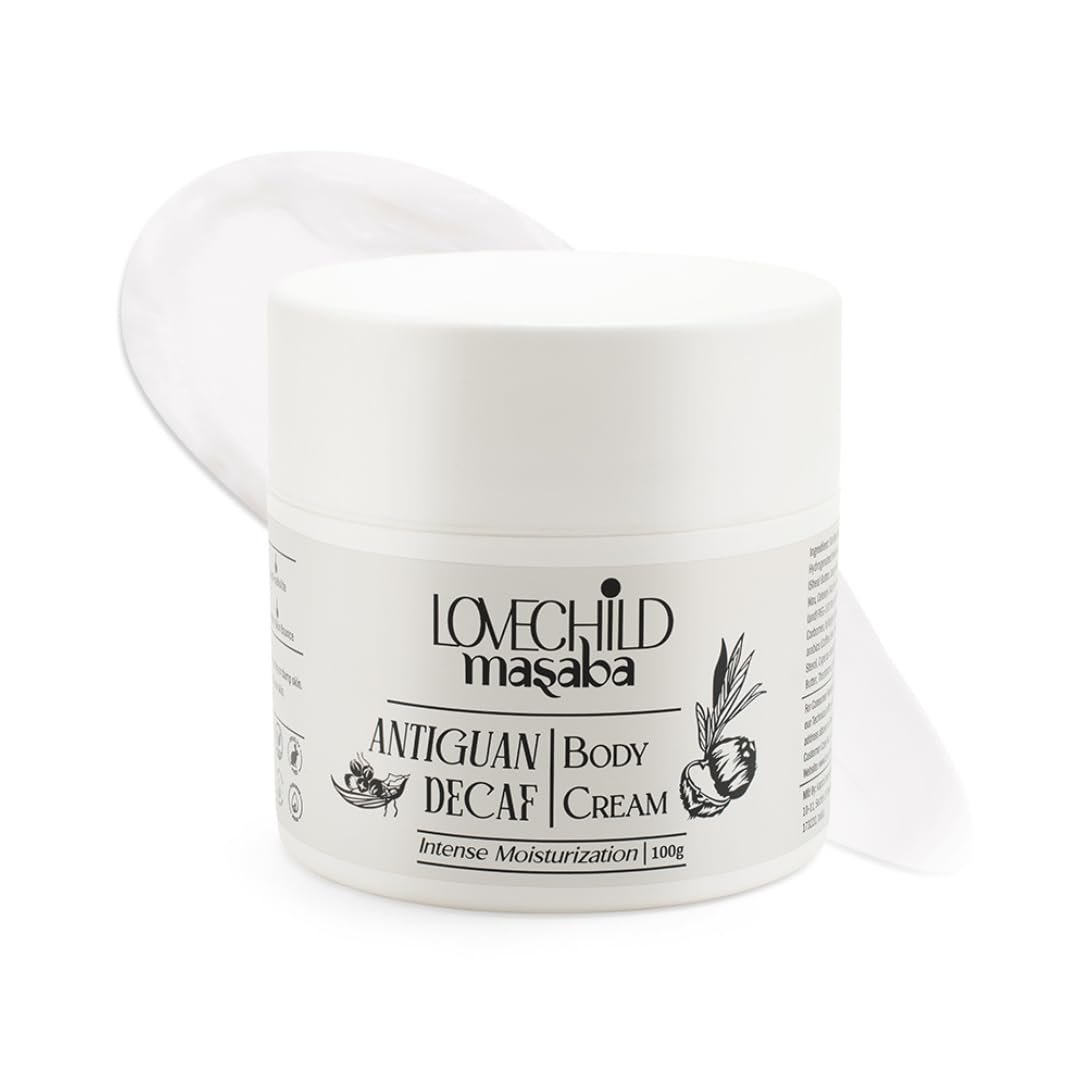 LoveChild Masaba Body Cream Antiguan Decaf, Buttery-Soft Moisturizer with Hemp Seed, Coffee & Baobab Oil, Smoothens & Deeply Nourishes Skin, Long-Lasting Fragrance, Moisturiser For Daily Use, 100g