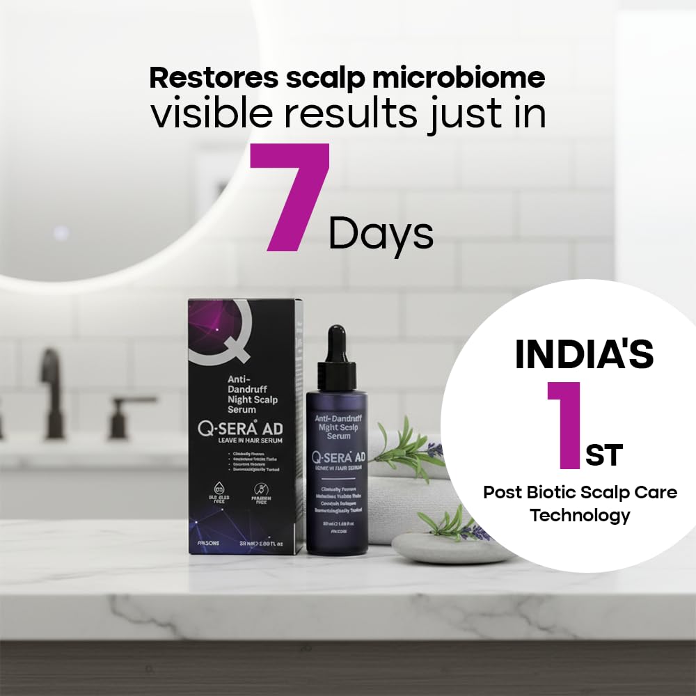 Q-SERA AD Anti-Dandruff Night Scalp Serum | Postbiotic Formula for Recurrent Dandruff & Mild-to-Moderate Seborrheic Dermatitis | 7-Day Visible Action | Leave-In, Non-Greasy | 50 ML