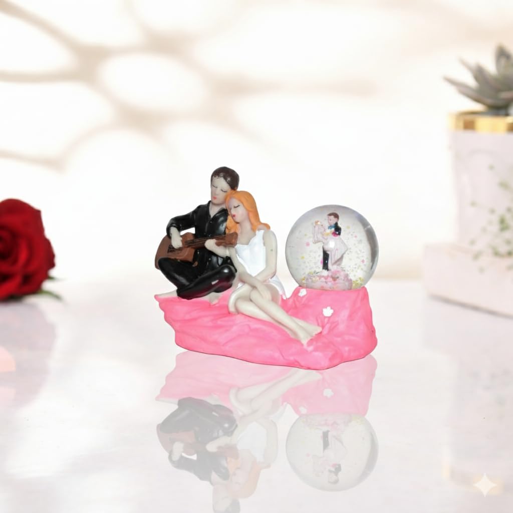 Romantic Love Couple Glass Ball Miniature Statue Showpiece for Gift Husband Wife Girlfriend Boyfriend Girls Boys - Home Decor Items.
