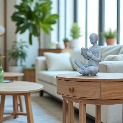 Resin Reading Man Statue (6.5 Inch) | Decorative Sculpture & Figurine for Home Decor | Modern Tabletop Showpiece for Living Room, Bedroom, Office, Shelf & Bookshelf | Grey