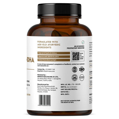 Nirvasa Ashwagandha Tablets (500mg, 60 Tabs) | Natural Ashwagandha Extract | Reduces Stress & Anxiety | Boosts Immunity, Energy & Sleep Quality | Supports Muscle Strength & General Wellness