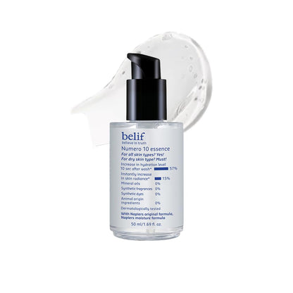 Belif Numero 10 Essence, Lightweight Hydrating Face Serum | Increases Skin's Hydration Instantly | Intensely hydrates, smooths, and replumps skin Korean Skin Care Products | (50 ml)