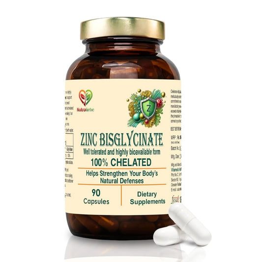 Nutraliebe Zinc Bisglycinate – High Absorption Zinc for Immune Support, Skin Health, and Cellular Function – 90 Capsules