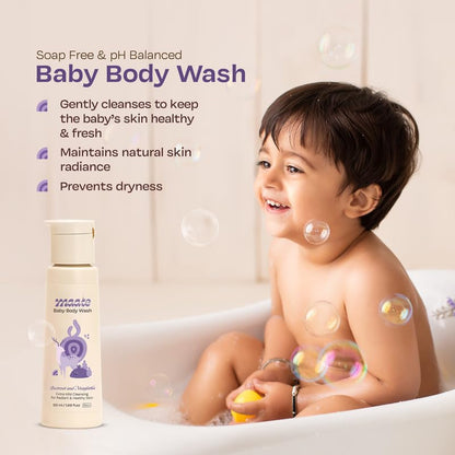 Maate Baby Body Wash | With Ayurvedic Herbs Beetroot, Manjistha & Neem extracts | Body Wash for Dry & Sensitive Skin | Natural & Vegan | Tear-free & pH Balanced | Soap Free (50ml (Pack of 1))