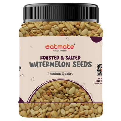 Eatmate Roasted & Salted Watermelon Seeds | High Protein Magaj & Tarbuj Beej | Magnesium, Iron & Potassium Rich Healthy Snack | Natural Vegetarian Seeds for Eating, Baking & Cooking