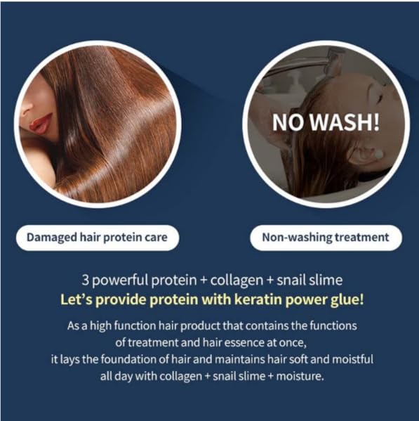 LADOR Keratin Power Glue Korean Hair Ampoule Leave-in Treatment | 2-in 1 No-rinse Hair Essence & Protein Treatment for Long Lasting Conditioning for Frizzy, Coloured, Damaged & Dry Hair - Sulphate Free