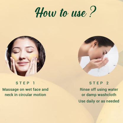 Instructions on how to use a skincare product with two steps shown.
