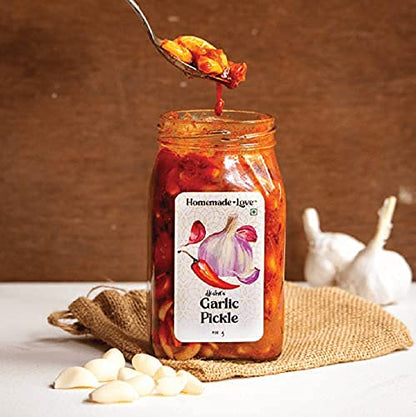 Homemade Love Garlic Pickle | Spicy Lasun ka Achaar Made with Raw Garlic, Ginger, Hing, and Spices
