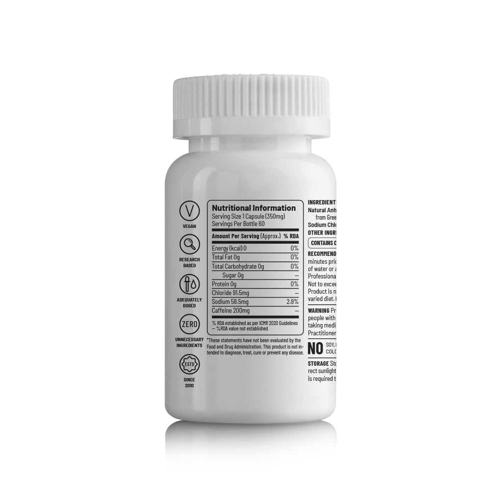 Zephivo Unived Natural Caffeine Capsules 200mg, for Energy & Alertness, 60 Vegan Capsules
