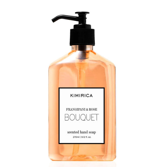 Kimirica Bouquet Luxury Hand Wash | Frangipani and Rose | Skincare Moisturizing | Antibacterial Formula | 100% Vegan & Paraben Free | 270 ml