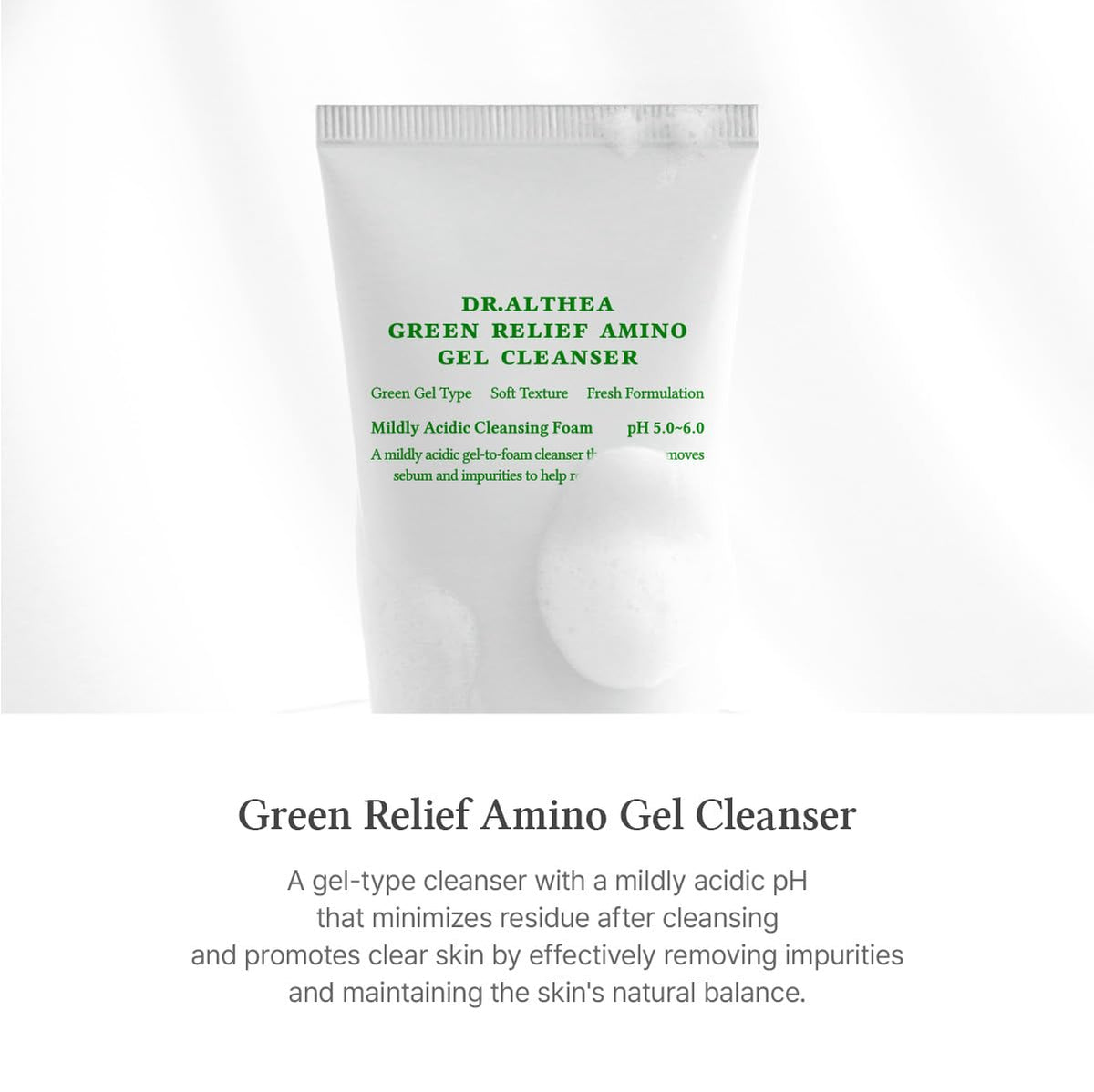 Dr. Althea Green Relief Amino Gel Cleanser packaging on a white background