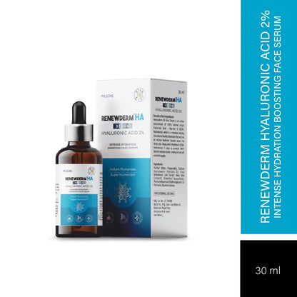 RENEWDERM HA SERUM WITH HYALURONIC ACID INTENSE HYDRATION BOOSTING FACE-SERUM | Instant Plumpness | Soft Smooth and Supple Skin | Super Humectant, 30 ml