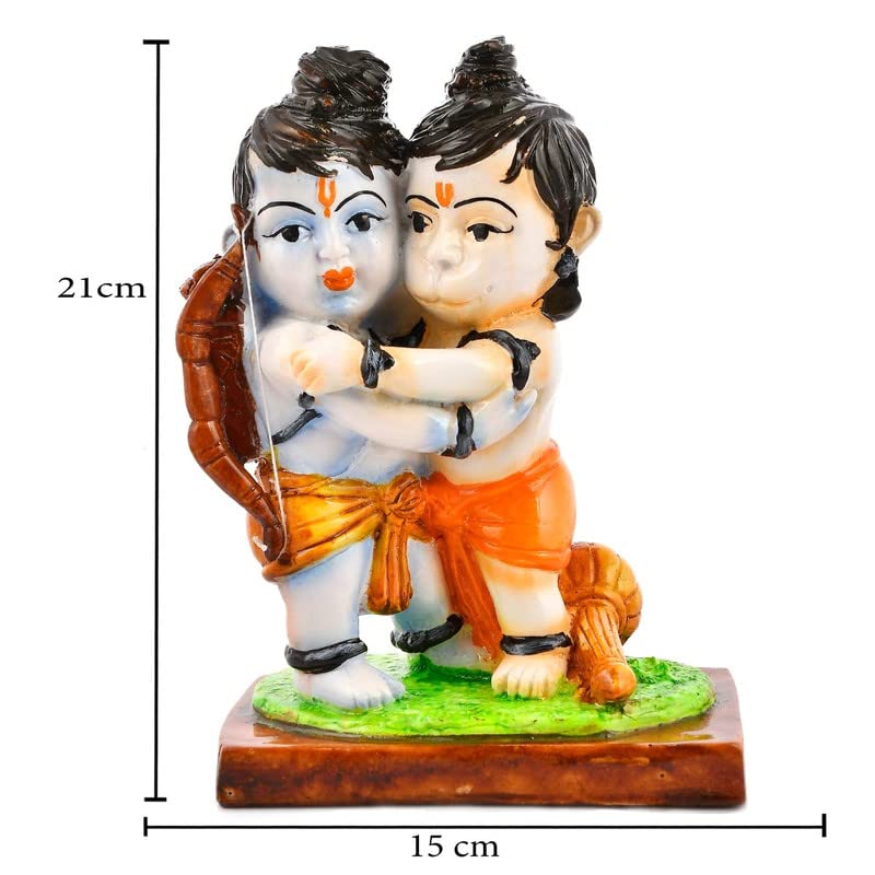 Lord Ram and Hanuman Idol | Bhagwan Ram and Hanuman Statue Hugging Each Other| Jai Shri Ram Figurine/Showpiece for Home Decoration, Gifting, Temple, Office