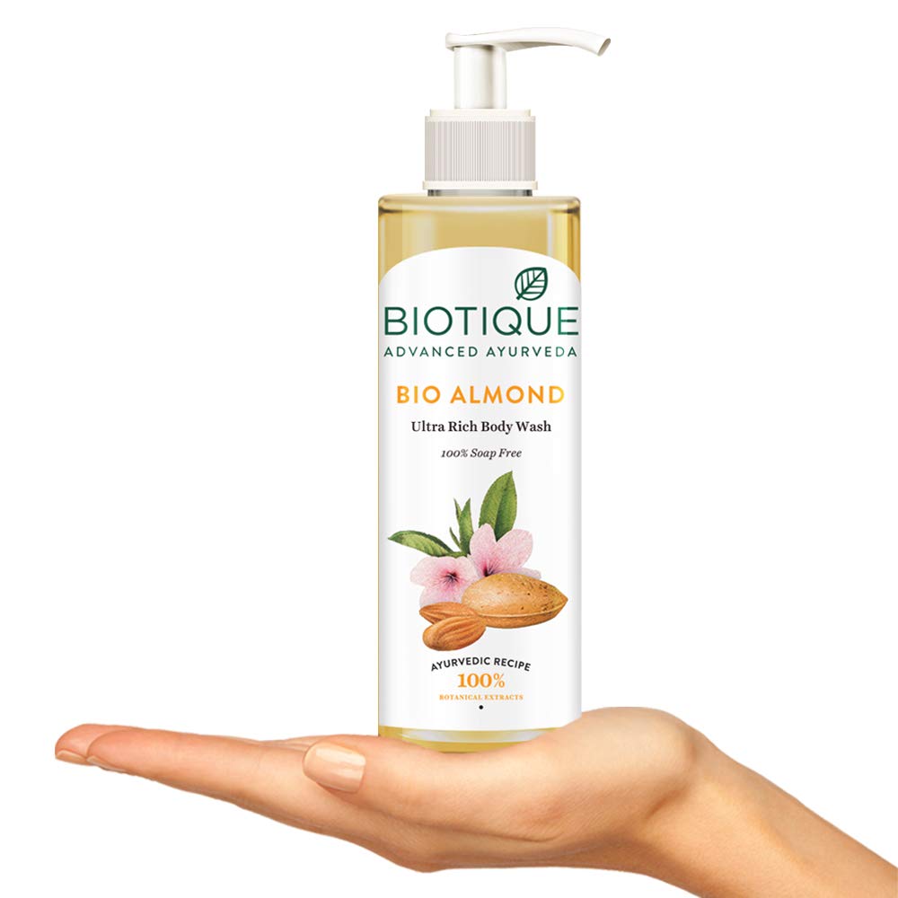 Biotique Almond Oil Ultra Rich Body Wash| Maintains Skin’s Natural pH |100% Botanical Extracts| Soap-Free Body Wash Suitable for All Skin Types | 200mL