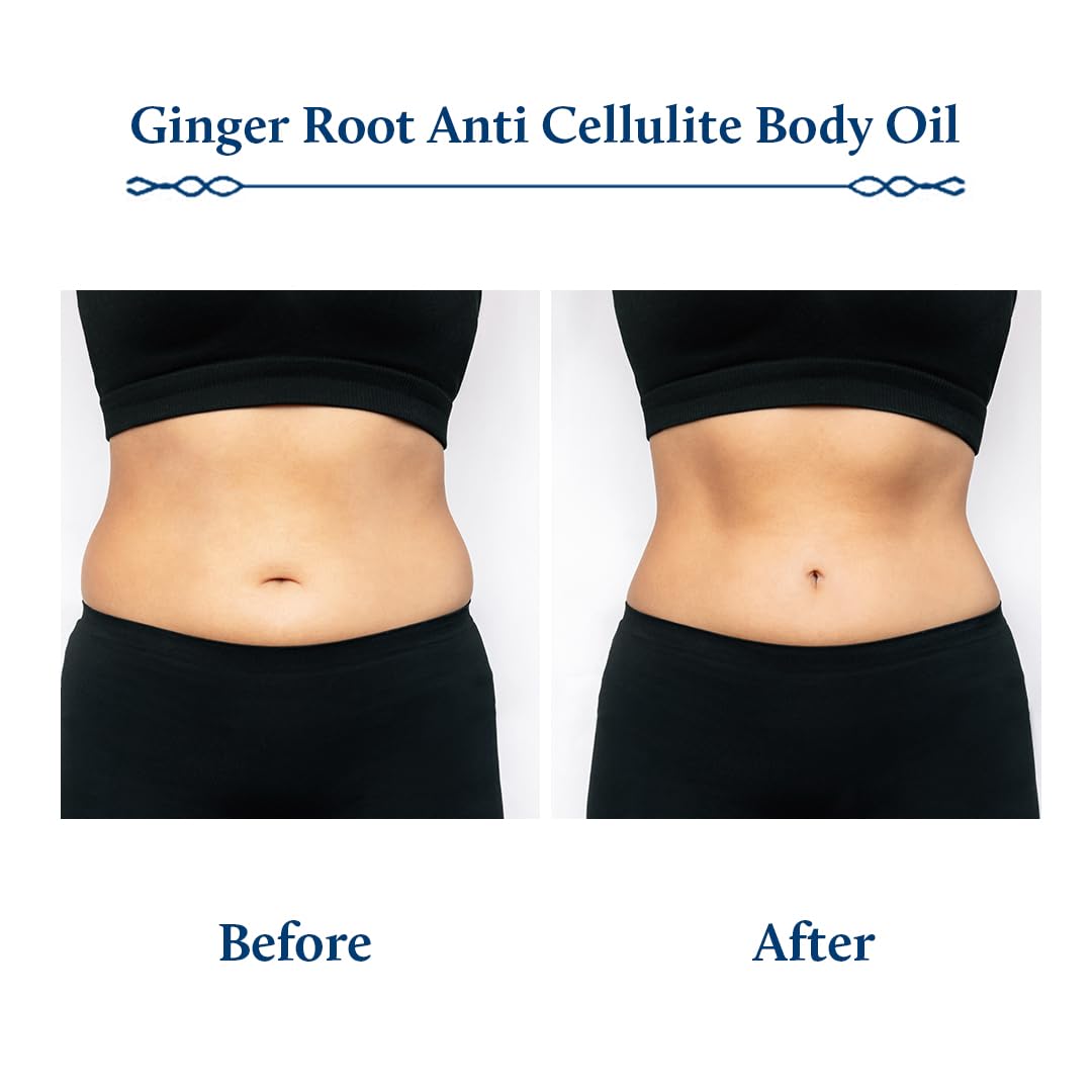 Blue Nectar Ginger Oil Anti Cellulite Body Massage Oil for Skin Tightening, Toning & Hydration | Authentic Ginger Root Massage Oil with Plant Based Vitamin B & C for Women and Men (11 Herbs, 100ml)