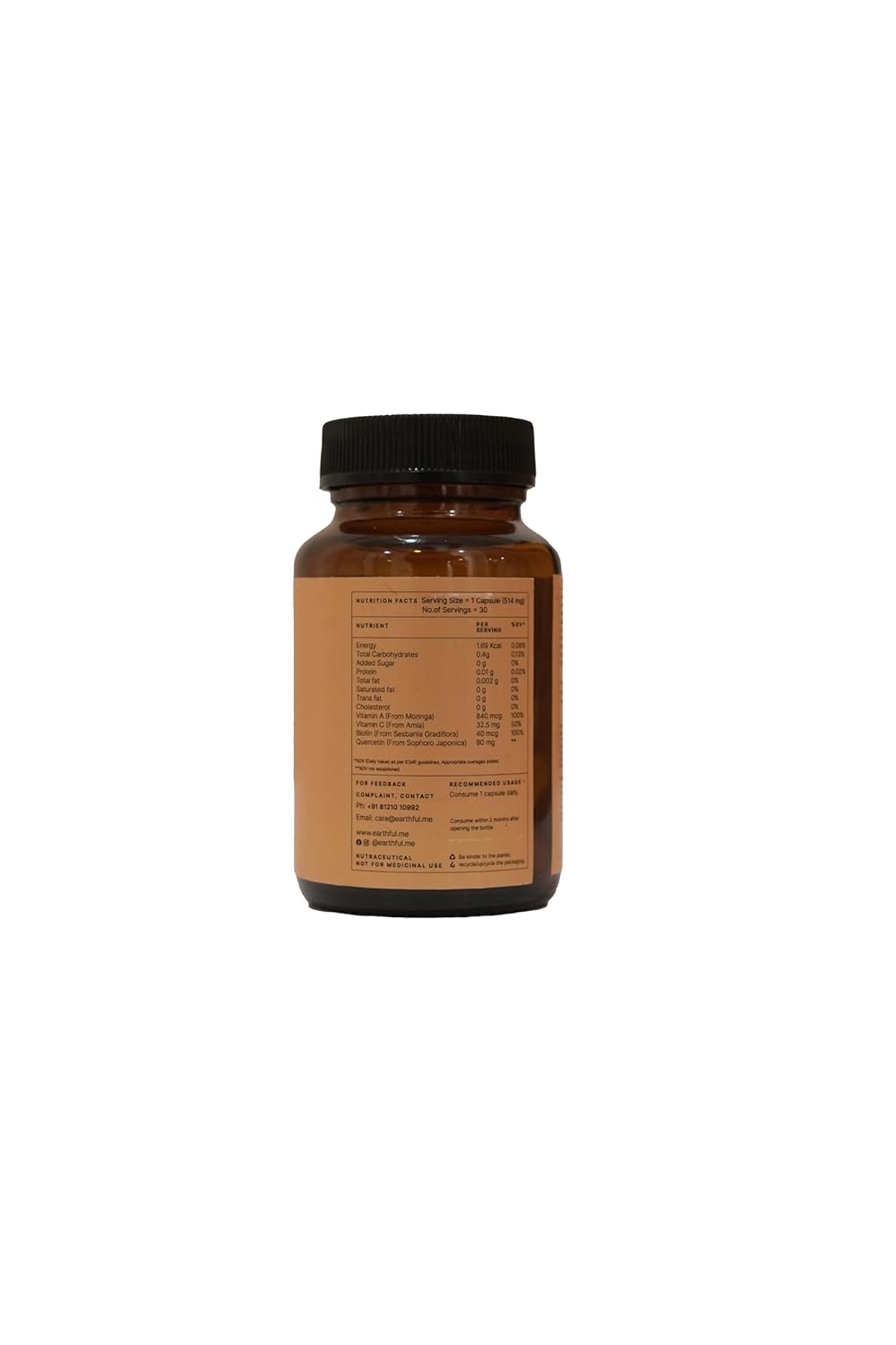 Zephivo Earthful Biotin for Hair Growth, Supplement for men & women with Vitamic C for Strong & Shinier Hair, 100% Plant Based, DHT Blocker for Improved Hair Strength and Quality, Anti Hairfall, 30 Capsules