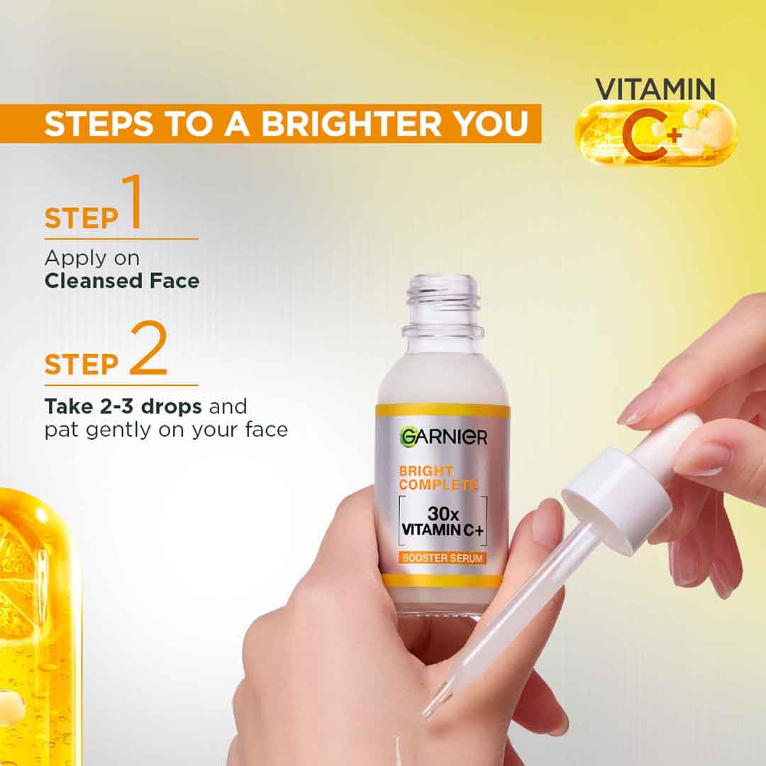 Garnier Vitamin C + Face Serum for Skin Brightening & Anti-Dark Spots|100X Stronger than Vit C |2% Niacinamide 0.5% Salicylic Acid/BHA |Suitable for Oily, Dry, Sensitive Skin |For Men & Women 30ml