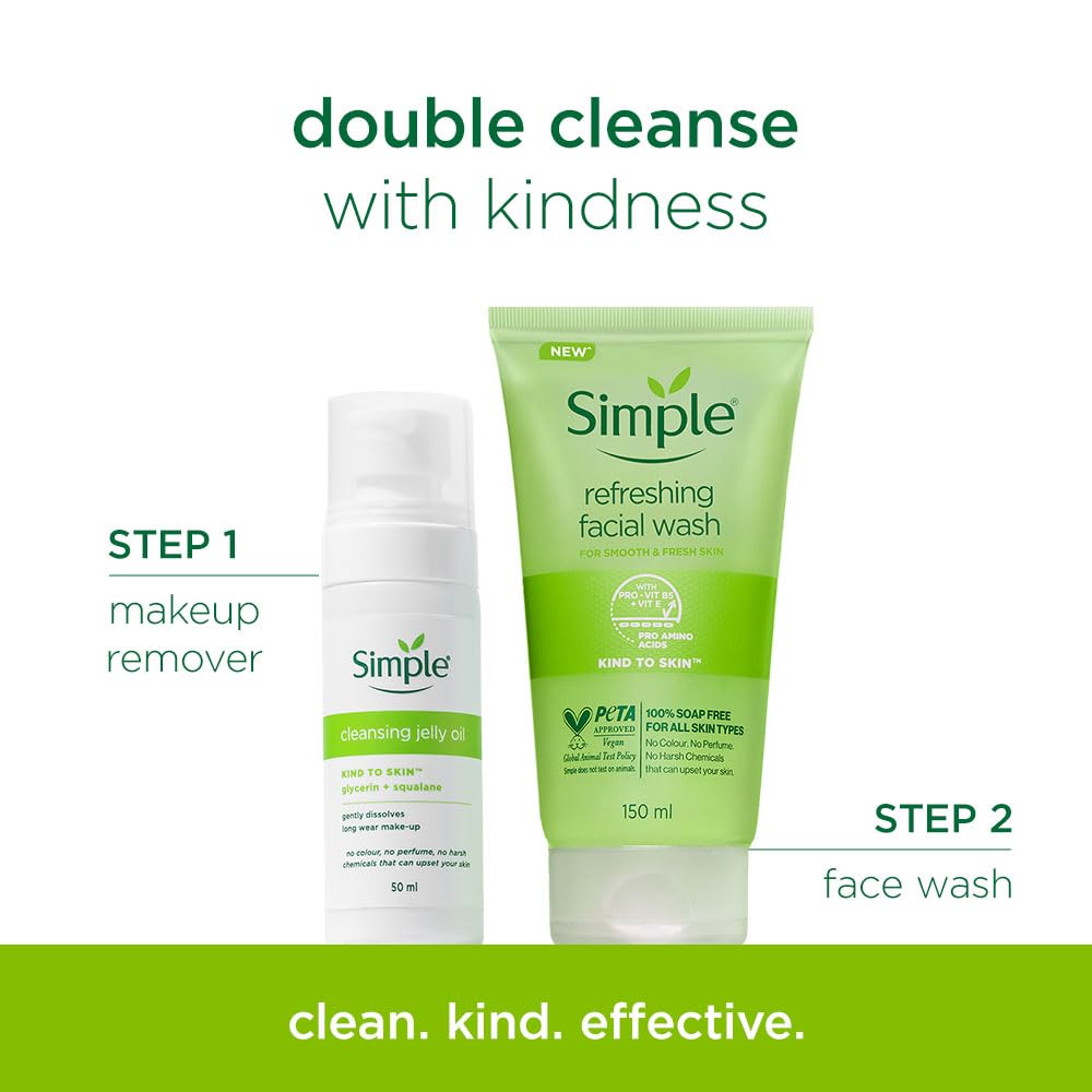 Two Simple skincare products with text on a white background