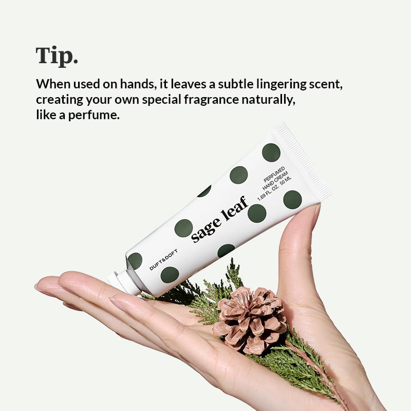 DUFT & DOFT Niche Perfume Hand Cream Sage Leaf (50ml): Herbal Cypress & Cedar, Cocoa Butter & Squalane for Intense Hydration & Softness