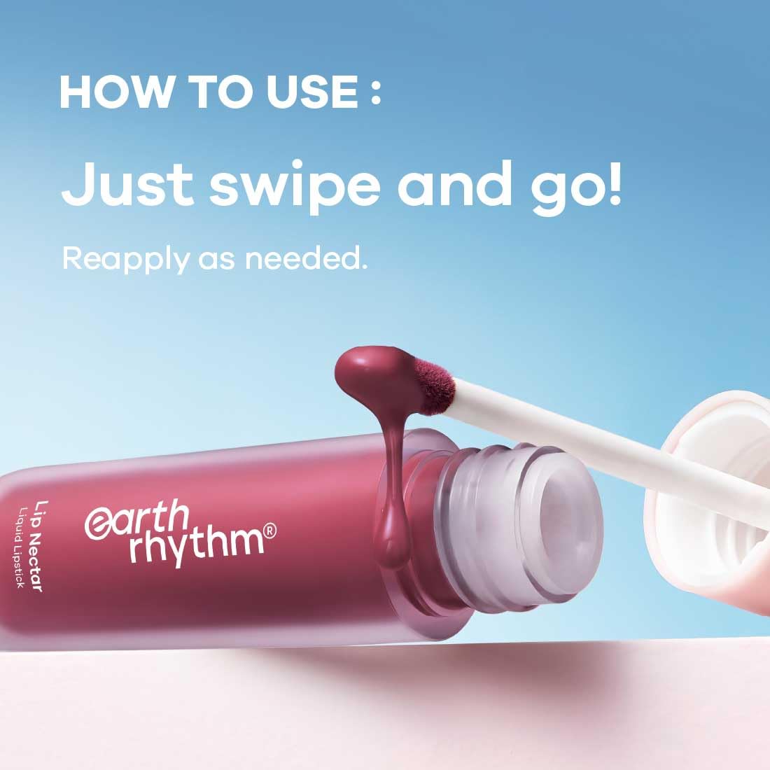 Earth Rhythm Lip Nectar Matte Liquid Lipstick, Weightless, Never Drying, No Mineral Oil 5g - Rose