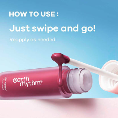 Earth Rhythm Lip Nectar Matte Liquid Lipstick, Weightless, Never Drying, No Mineral Oil 5g - Rose