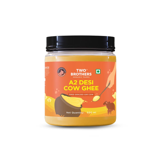 Two Brothers Organic Farms Desi Gir Cow Ghee (500ml) | Made with A2 Cow Milk | Grass-fed Gir Cows | Handcrafted in Small Batches
