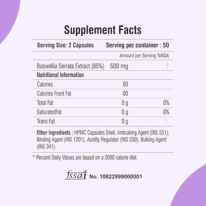 Boswellia Serrata Extract - 100 Veg Capsules | Healthy Inflammation Response & Mobility | Non-GMO & Gluten-Free