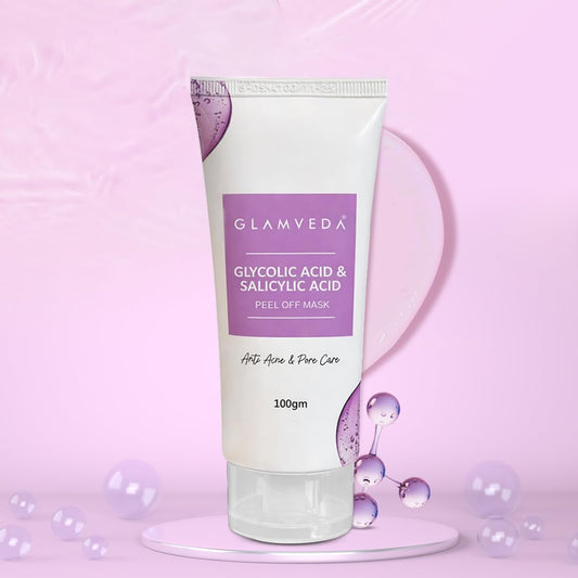 Glamveda 0.05% ww Glycolic Acid & 0.05% ww Salicylic Acid Anti Acne Peel off mask | For Oily & Acne Prone Skin | Oil balancing, Deep Cleansing | Blackhead & Pore care | 100gm