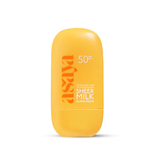 Yellow sunscreen bottle with SPF 50 on a white background