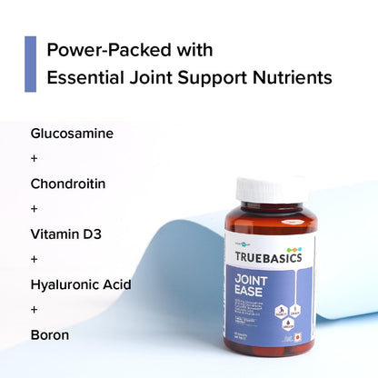 TrueBasics Joint Ease, with 1500 mg Glucosamine, 1200 mg Chondroitin, Boswellia, Vitamin D3, and Hyaluronic Acid, Joint Support Supplement, for Joint Pain, Bone, and Muscle Strength, 90 Tablets