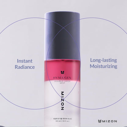 MIZON Hyalugen Double Layer Mist with Hyaluronic Acid and Marine CollagenYouthful Skin Spray Instant Glow Moisturizing Korean Skincare - 100 ml