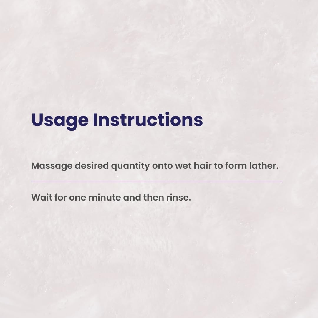 Usage instructions for a hair product on a light gray background