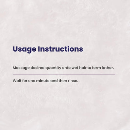 Usage instructions for a hair product on a light gray background