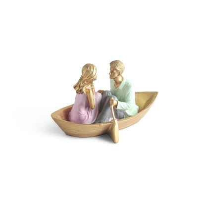 'Boat Couple' Resin Decorative Items for Living Room (Hand-Painted, 11.8 Cm)|Couple Show Pieces for Home Décor |Multicoloured