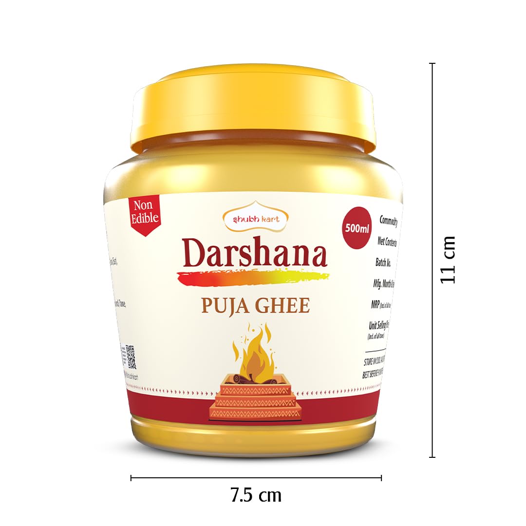 Shubhkart Darshana Puja Ghee - 500 ml for Daily Puja, Festivals| Puja Deepam Oil (Ghee for Pooja) Puja Ghee for Diya or lamp and Wicks or Batti | Rich in Aroma | Non-Edible