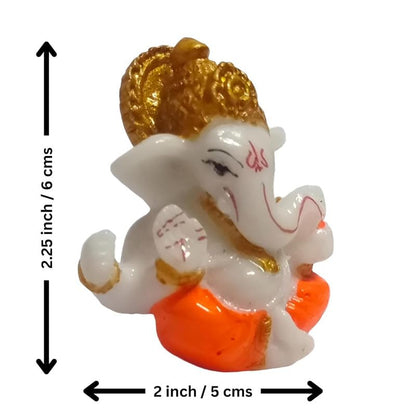 Lord Ganesha Murti 5L x 3W x 6H cm | Premium Ceramic Ganpati Idol for Home Temple, Car Dashboard, Office & Gifting | Small Ganesh Ji Statue for Puja and Decoration SRL No.159
