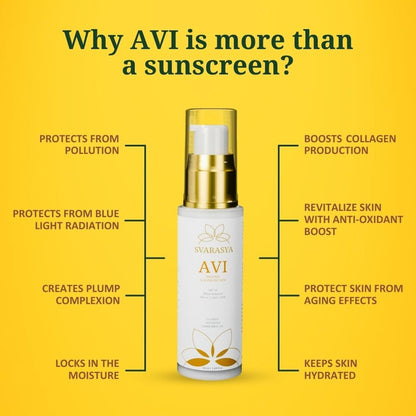 SVARASYA AVI Mineral Sunscreen SPF 50 Pa+++ | 50ml Sunscreen with Zinc Oxide & Titanium Dioxide | UVA, UVB Sun Protection | Lightweight Sun Cream for Men & Women | For Dry & Oily Skin | All Skin types