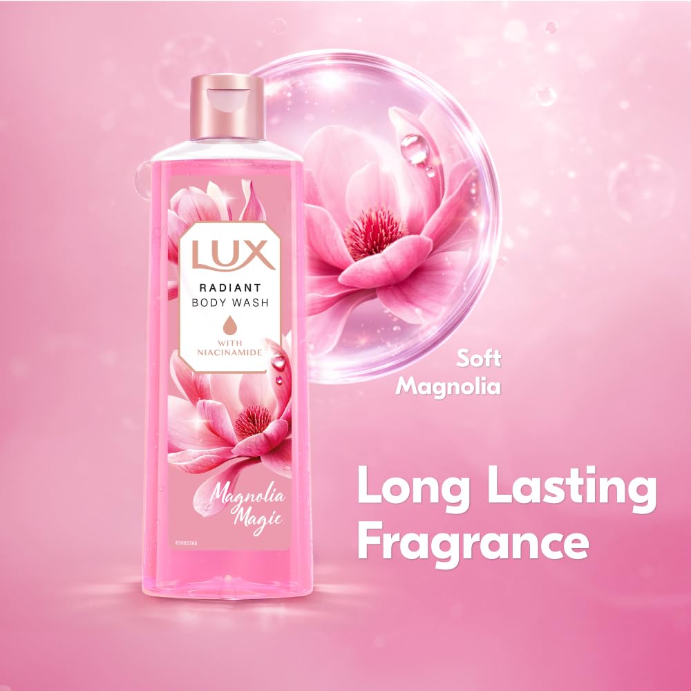 LUX Magnolia Magic Bodywash, with Niacinamide, 245ml for Radiant & Bouncy Skin Feel