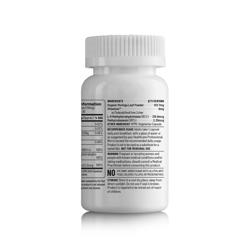Zephivo Unived Basics B12+D3 | Vitamin B12 as Methylcobalamin (98%), 300mcg Methyltetrahydrofolate (5-MTHF), 600 I.U. Vitamin D3 (Cholecalciferol) | Bone, Cognitive & Cardiovascular Support|30 Vegan Capsules
