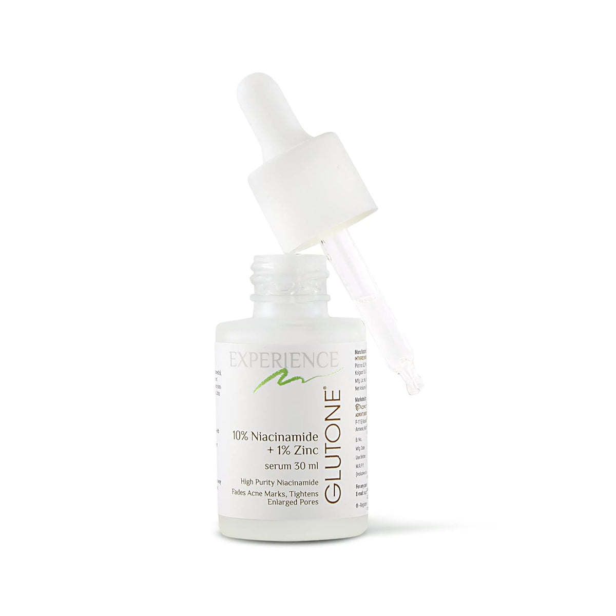 Skincare serum bottle with dropper on a white background
