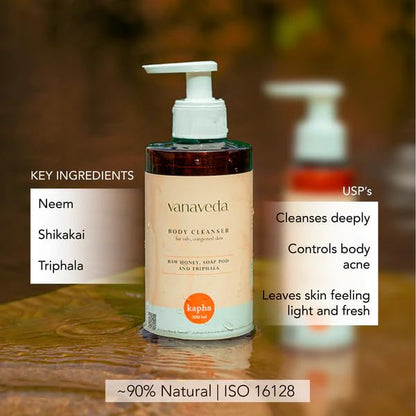Vanaveda Kapha Body Cleanser for Oily Skin | Purifying Ayurvedic Body Wash with Plant-Based Cleansers | Daily Body Care for Refreshed Skin | 300ml