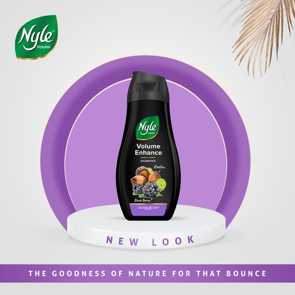 Nyle Naturals Volume Enhance Anti Hairfall Shampoo, With Reetha And Blackberry, 180ml, (NYAM0180VE03R)