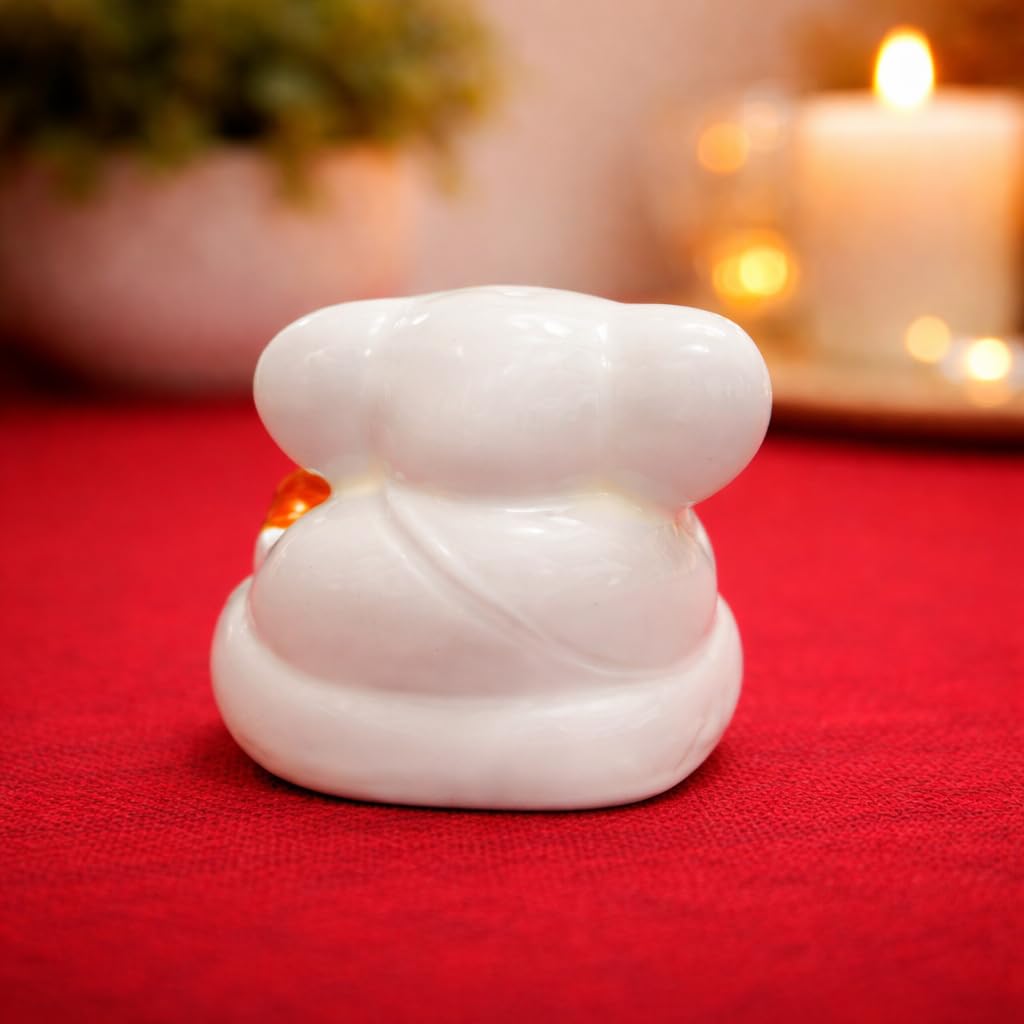 Resin Lord Ganesha Idol Car Dashboard 5x5cm (Creamy White)