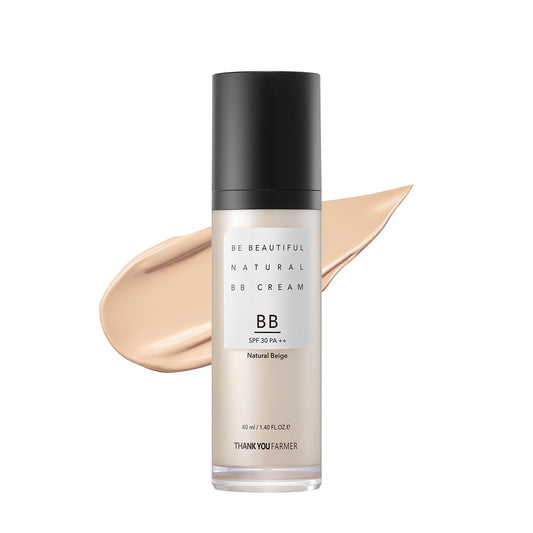THANKYOU FARMER Be Beautiful Natural BB Cream (Natural Beige) Lightweight Tinted Moisturizer with SPF30 PA++ for Everyday Sun Protection, Evens Skin Tone & Conceals Imperfections, Hydrating Korean BB Cream Makeup Base for All Skin Types (40ml)