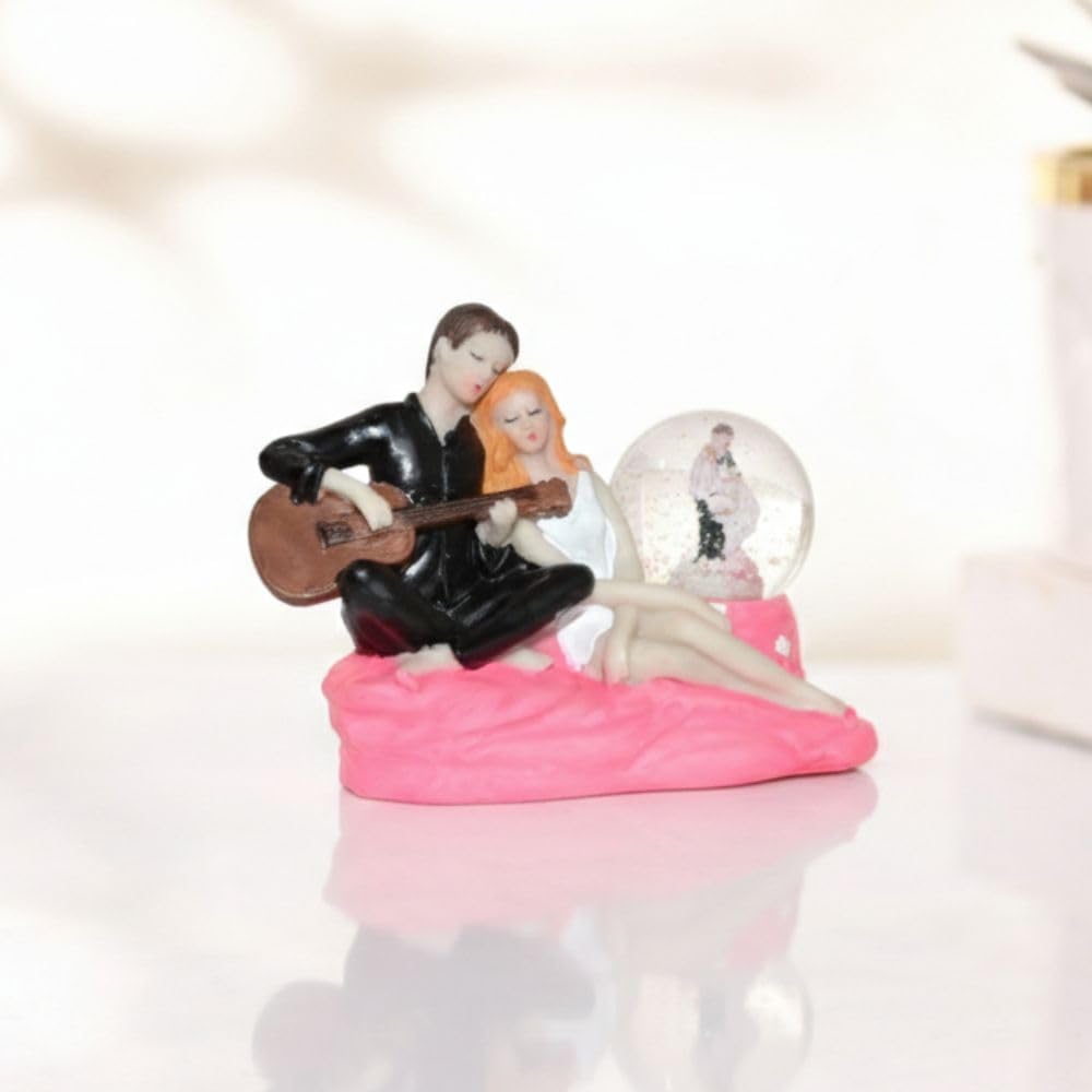Romantic Love Couple Glass Ball Miniature Statue Showpiece for Gift Husband Wife Girlfriend Boyfriend Girls Boys - Home Decor Items.