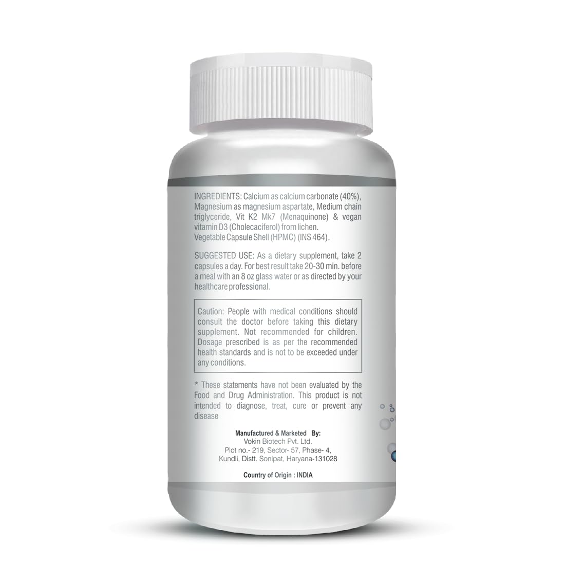 Supplement bottle with label on a white background