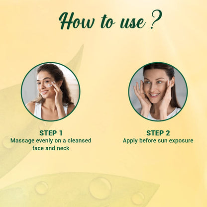 Instructions on how to use a skincare product with step-by-step guidance on a yellow background.
