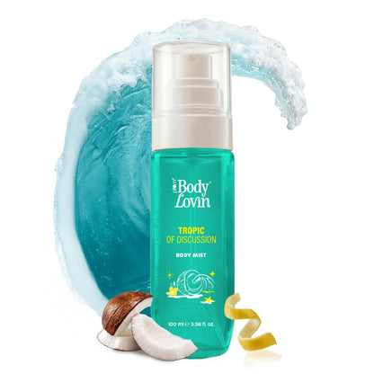 Plum BodyLovin’ Tropic Of Discussion Body Mist | Tropical Breeze Meets Creamy Coconut | Long-Lasting | Fresh Tropical Fragrance | With Notes Of Ozonic, Coconut & Gardenia |100 ml